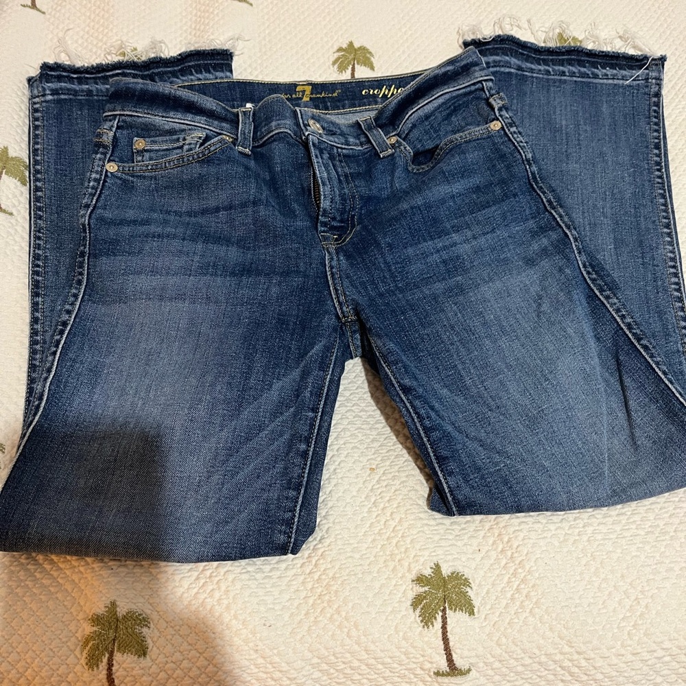 7 For All Mankind Cropped Boot Blue Jeans Women's Sz 26